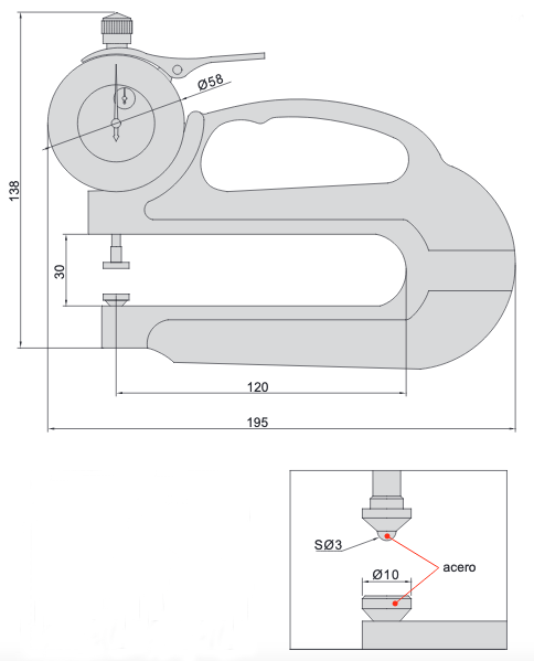 MEDIDOR ESPESORES INSIZE 2365-10B